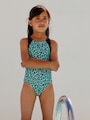 Turquoise Blue Animal Sports Open Back Swimsuit (3-16yrs) - Size 3 Years (98cm)