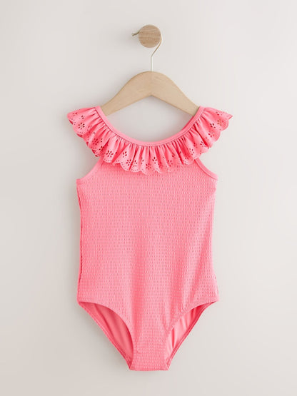 Pink Broderie Frill Swimsuit (3-16yrs)