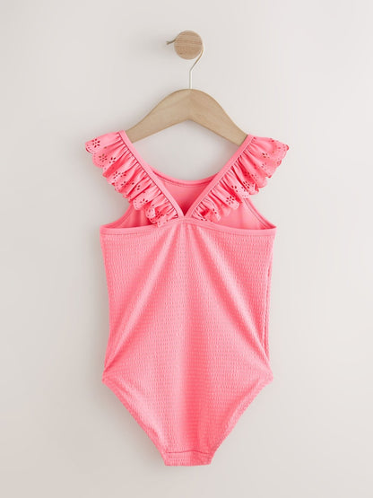 Pink Broderie Frill Swimsuit (3-16yrs)