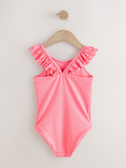 Pink Broderie Frill Swimsuit (3-16yrs) - Size 3 Years (98cm)