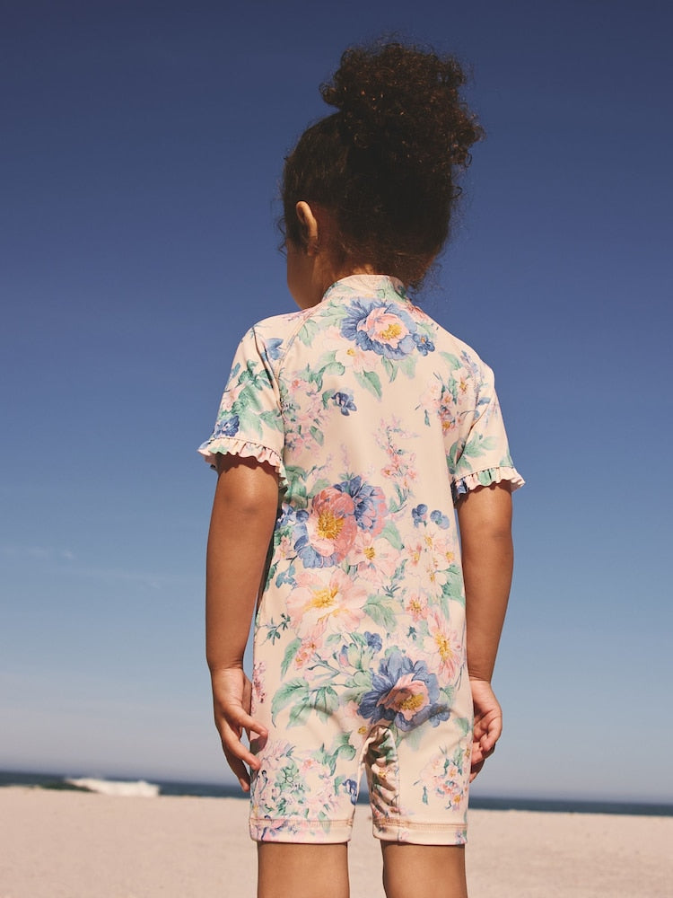 Pink Floral Print Sunsafe Swimsuit (3mths-10yrs) - Size 3-6 Months (62-68cm)