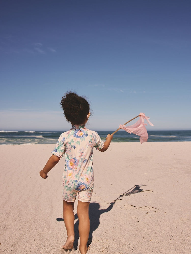 Pink Floral Print Sunsafe Swimsuit (3mths-10yrs) - Size 3-6 Months (62-68cm)