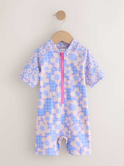 Blue Stampy Floral Sunsafe Swimsuit (3mths-10yrs)
