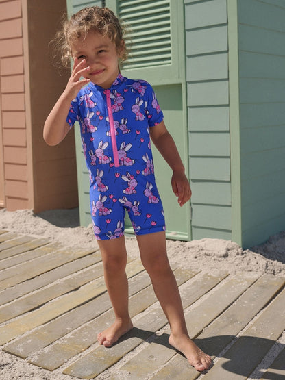 Cobalt Blue Bunny Sunsafe Swimsuit (3mths-10yrs) - Size 3-6 Months (62-68cm)