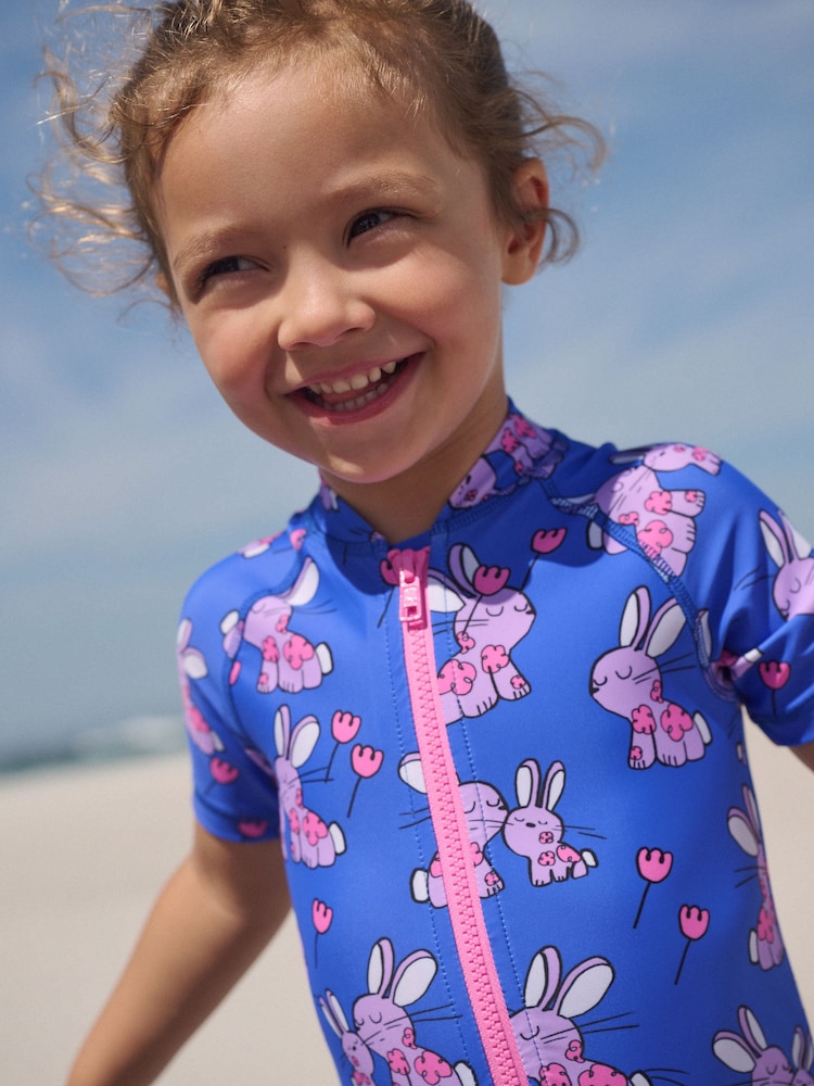 Cobalt Blue Bunny Sunsafe Swimsuit (3mths-10yrs) - Size 3-6 Months (62-68cm)