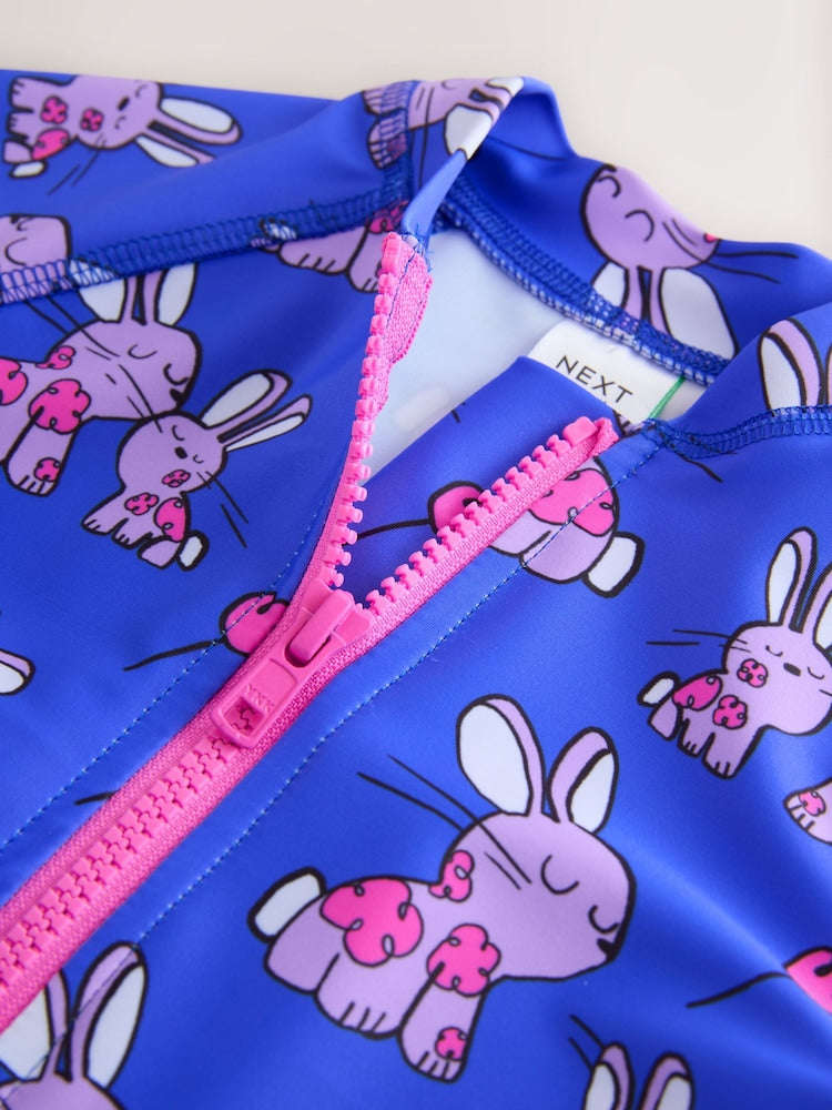 Cobalt Blue Bunny Sunsafe Swimsuit (3mths-10yrs) - Size 3-6 Months (62-68cm)