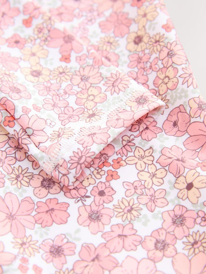 Coral Pink Ditsy Floral Long Leg Sunsafe Swimsuit (3mths-7yrs)