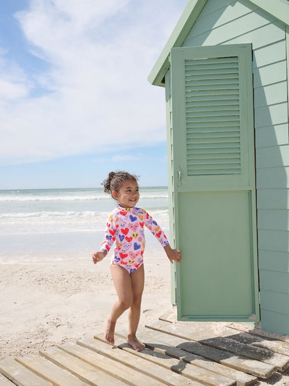 Pink Heart Long Sleeve Sunsafe Swim Set (3mths-7yrs)