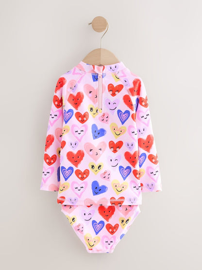 Pink Heart Long Sleeve Sunsafe Swim Set (3mths-7yrs)