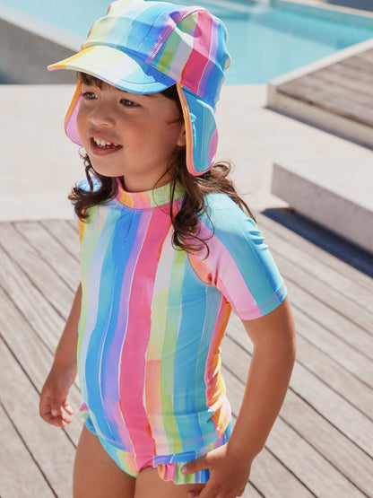 Rainbow Stripe Short Sleeved Sunsafe Swim Set (3mths-10yrs) - Size 3-6 Months (62-68cm)