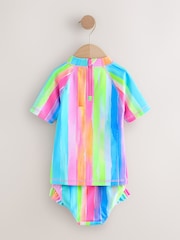 Rainbow Stripe Short Sleeved Sunsafe Swim Set (3mths-10yrs) - Size 3-6 Months (62-68cm)