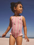Pink Cherry Stripe Frill Leg Swimsuit (3mths-7yrs) - Size 3-6 Months (62-68cm) - Pink Cherry Stripe