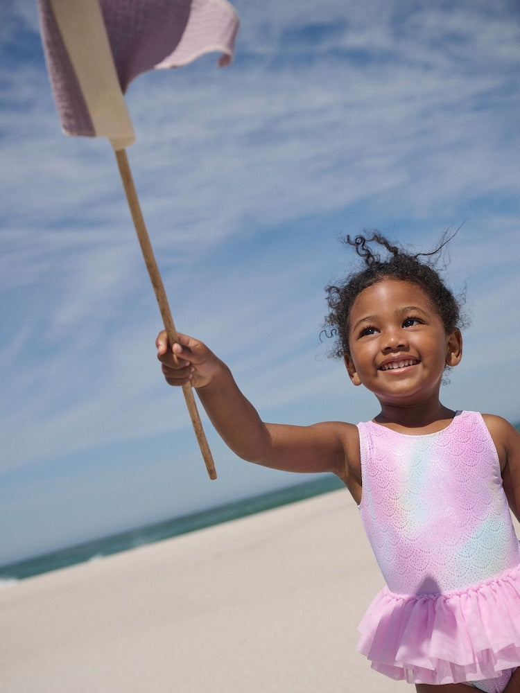 Pink Foil Mesh Tutu Swimsuit (3mths-7yrs)