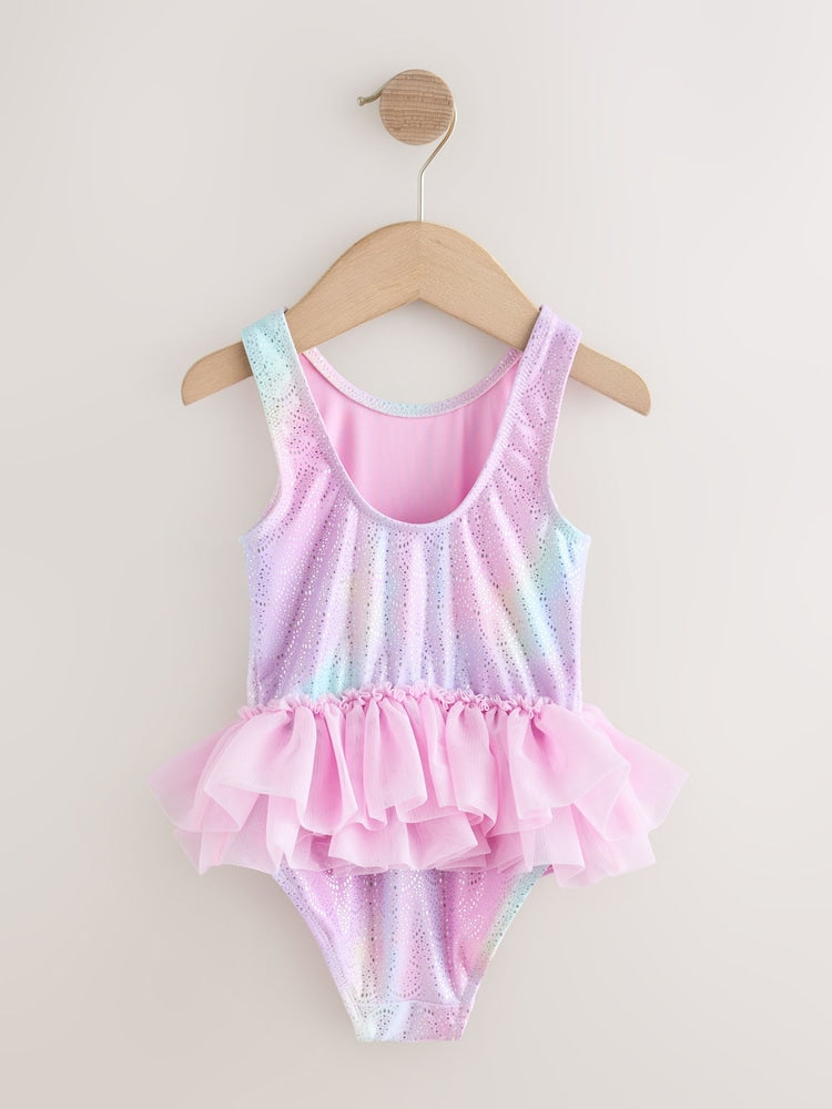 Pink Foil Mesh Tutu Swimsuit (3mths-7yrs)