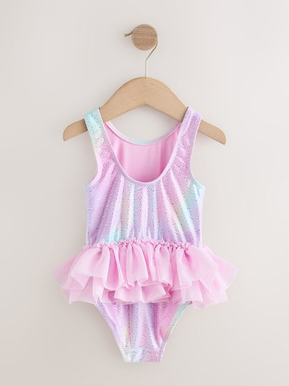 Pink Foil Mesh Tutu Swimsuit (3mths-7yrs)