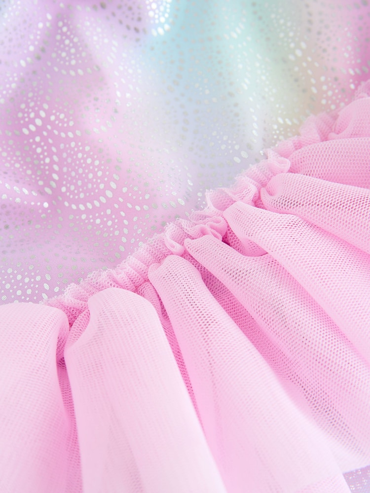 Pink Foil Mesh Tutu Swimsuit (3mths-7yrs)