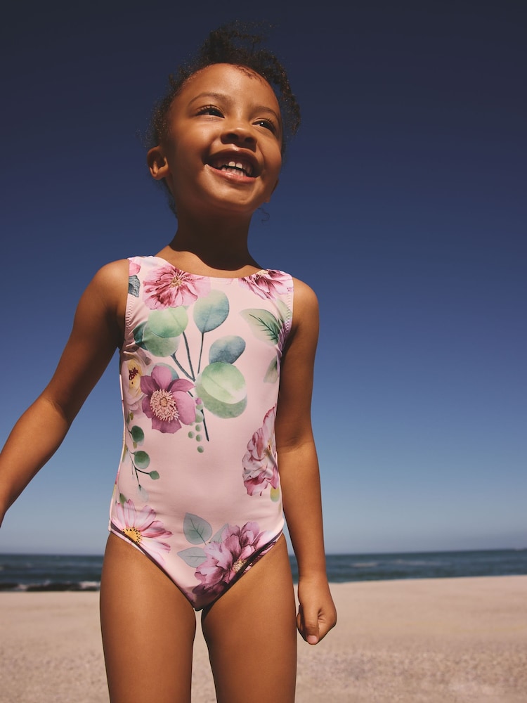 Pink Floral Swimsuit (3mths-10yrs) - Size 3-6 Months (62-68cm) - Pink Floral