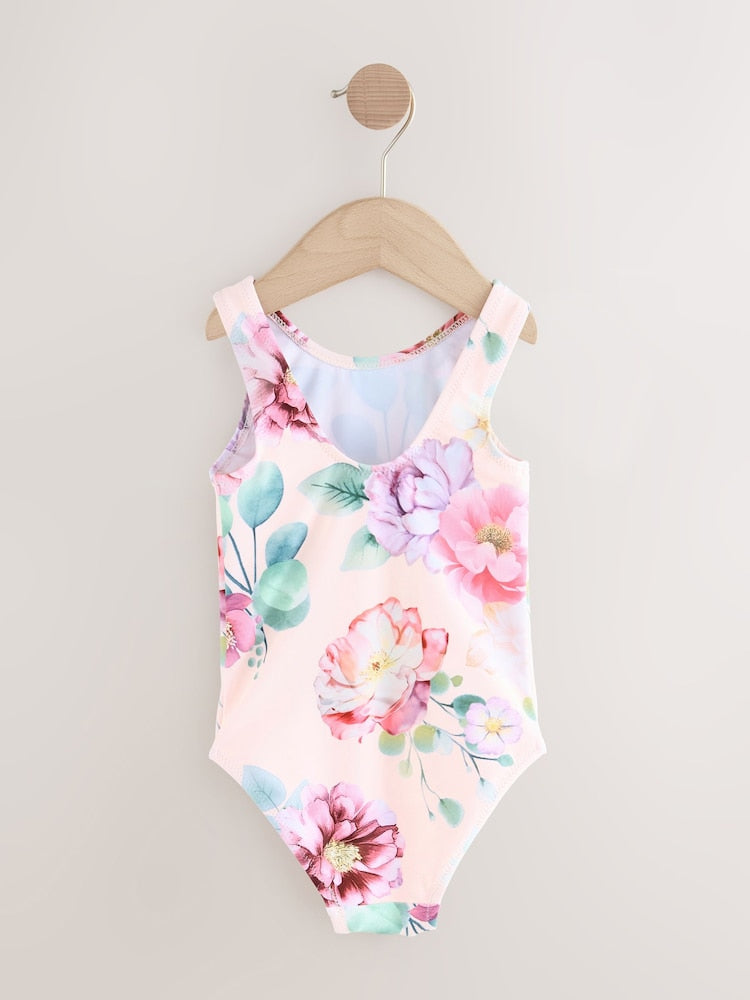Pink Floral Swimsuit (3mths-10yrs) - Size 3-6 Months (62-68cm)