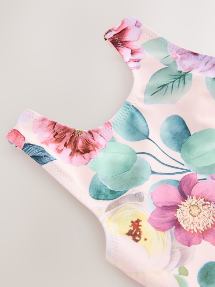 Pink Floral Swimsuit (3mths-10yrs) - Size 3-6 Months (62-68cm)
