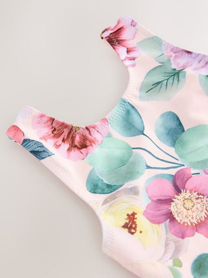 Pink Floral Swimsuit (3mths-10yrs) - Size 3-6 Months (62-68cm)