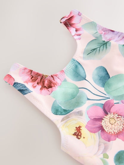 Pink Floral Swimsuit (3mths-10yrs) - Size 3-6 Months (62-68cm)