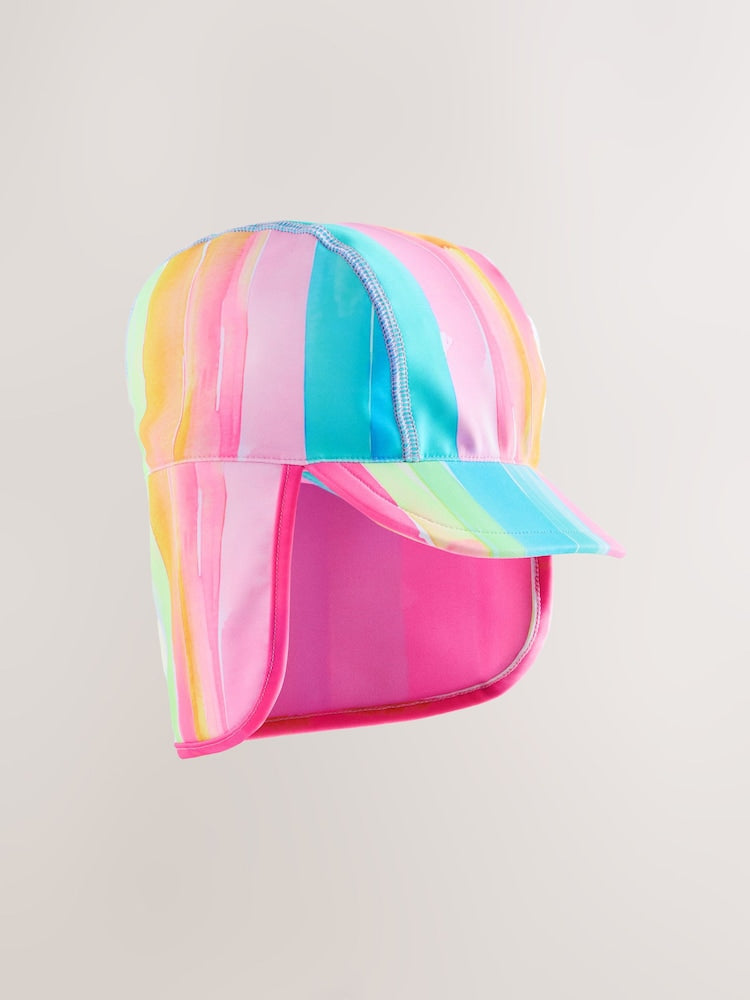 Rainbow Stripe Swim Legionnaire Hat (3mths-10yrs) - Size 3-9 Months (62-74cm)