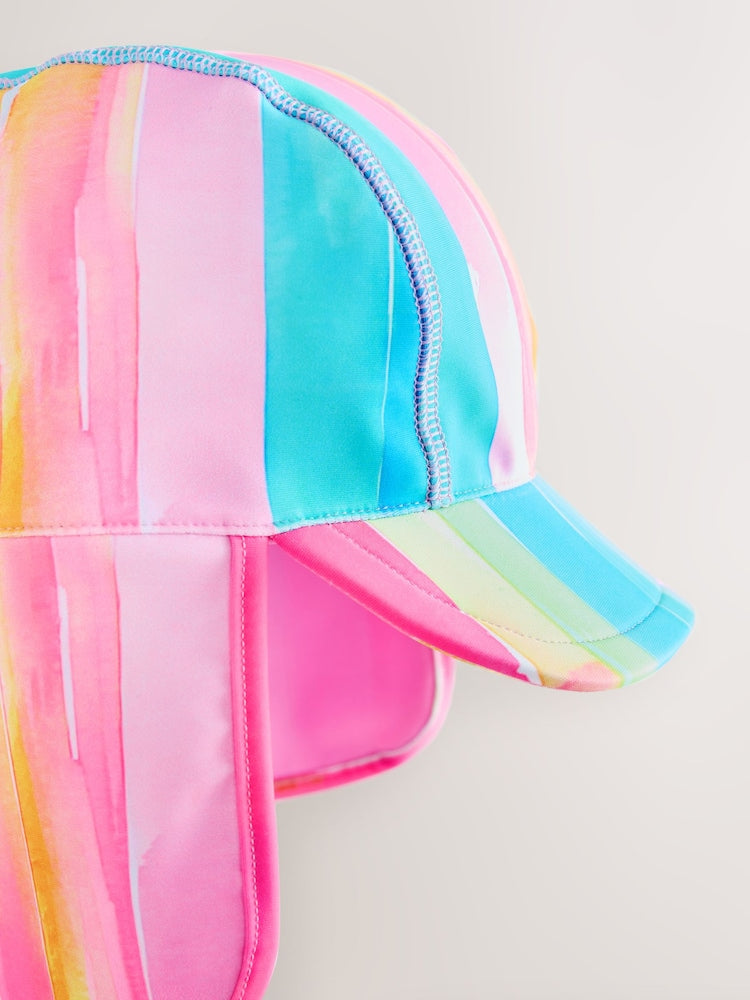 Rainbow Stripe Swim Legionnaire Hat (3mths-10yrs) - Size 3-9 Months (62-74cm)