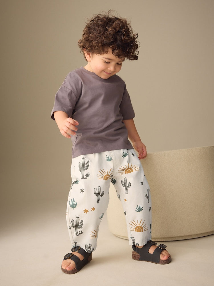 Neutral Cactus Print Barrel Pull On