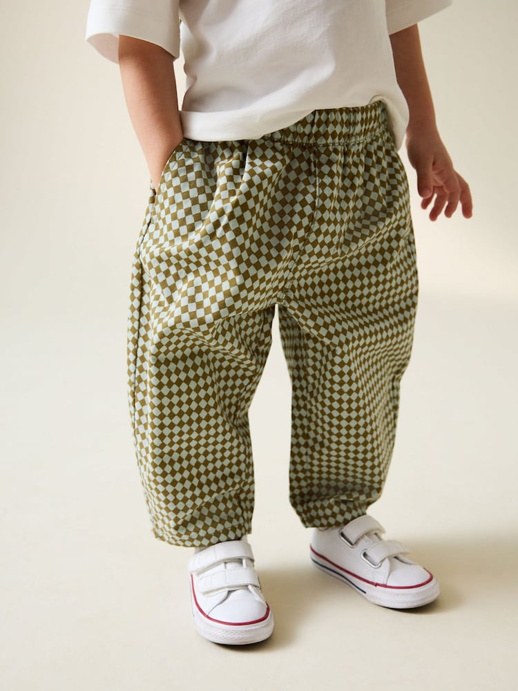 Green/Blue Mini Harlequin Barrel Pull On Trousers (3mths-7yrs) (3mths-7yrs) - Size 3-6 Months (62-68cm) - Green/Blue Mini Harlequin