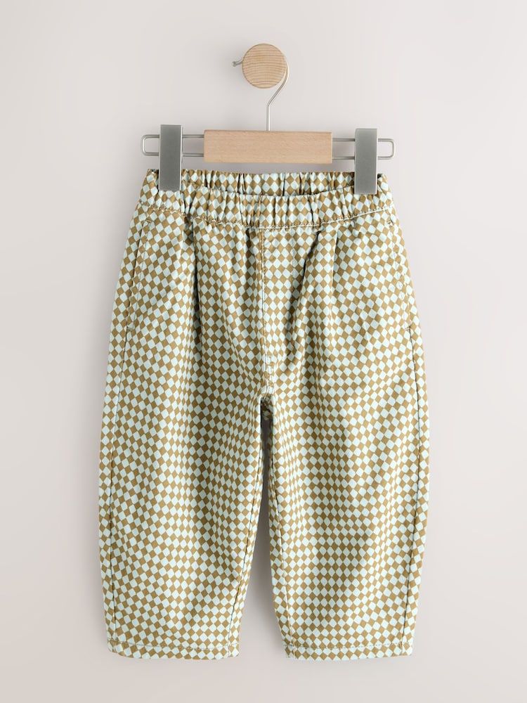 Green/Blue Mini Harlequin Barrel Pull On Trousers (3mths-7yrs) (3mths-7yrs) - Size 3-6 Months (62-68cm)