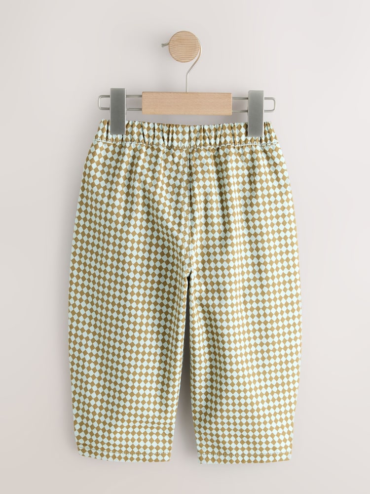 Green/Blue Mini Harlequin Barrel Pull On Trousers (3mths-7yrs) - Size 3-6 Months (62-68cm)