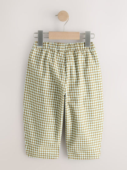 Green/Blue Mini Harlequin Barrel Pull On Trousers (3mths-7yrs) - Size 3-6 Months (62-68cm)