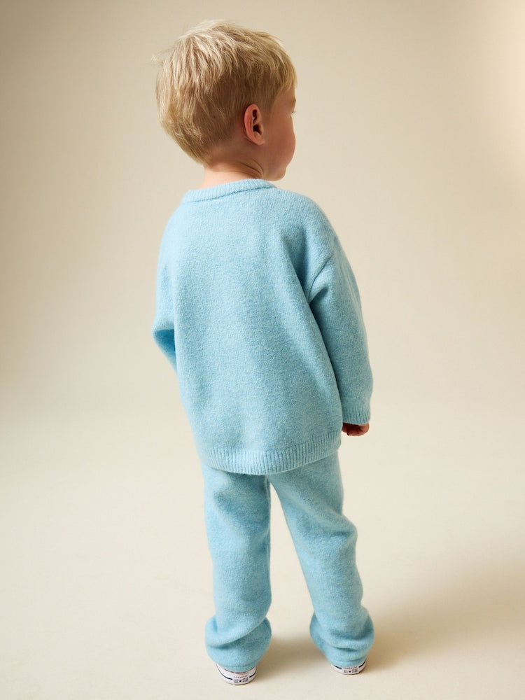 Light Blue Knitted Crew Neck Jumper and Joggers Set (3mths-7yrs)