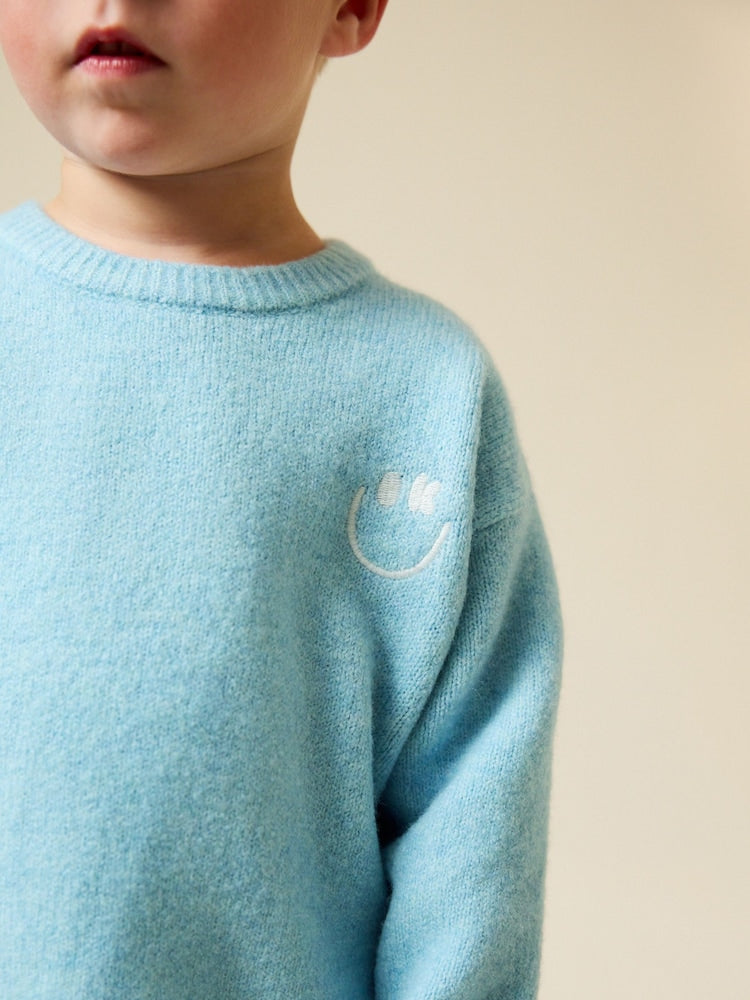 Light Blue Knitted Crew Neck Jumper and Joggers Set (3mths-7yrs)