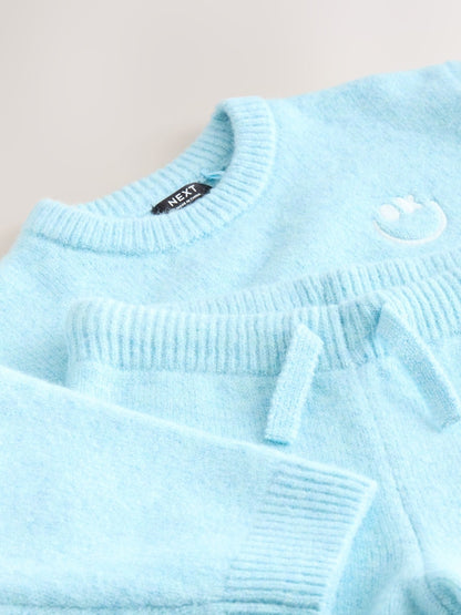 Light Blue Knitted Crew Neck Jumper and Joggers Set (3mths-7yrs)