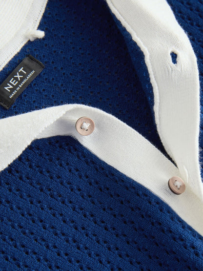 Navy Blue Knitted Polo Shirt and Shorts Set (3mths-10yrs)