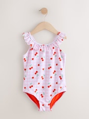 Pink Cherry Gingham Frill Swimsuit (3-16yrs) - Size 3 Years (98cm)