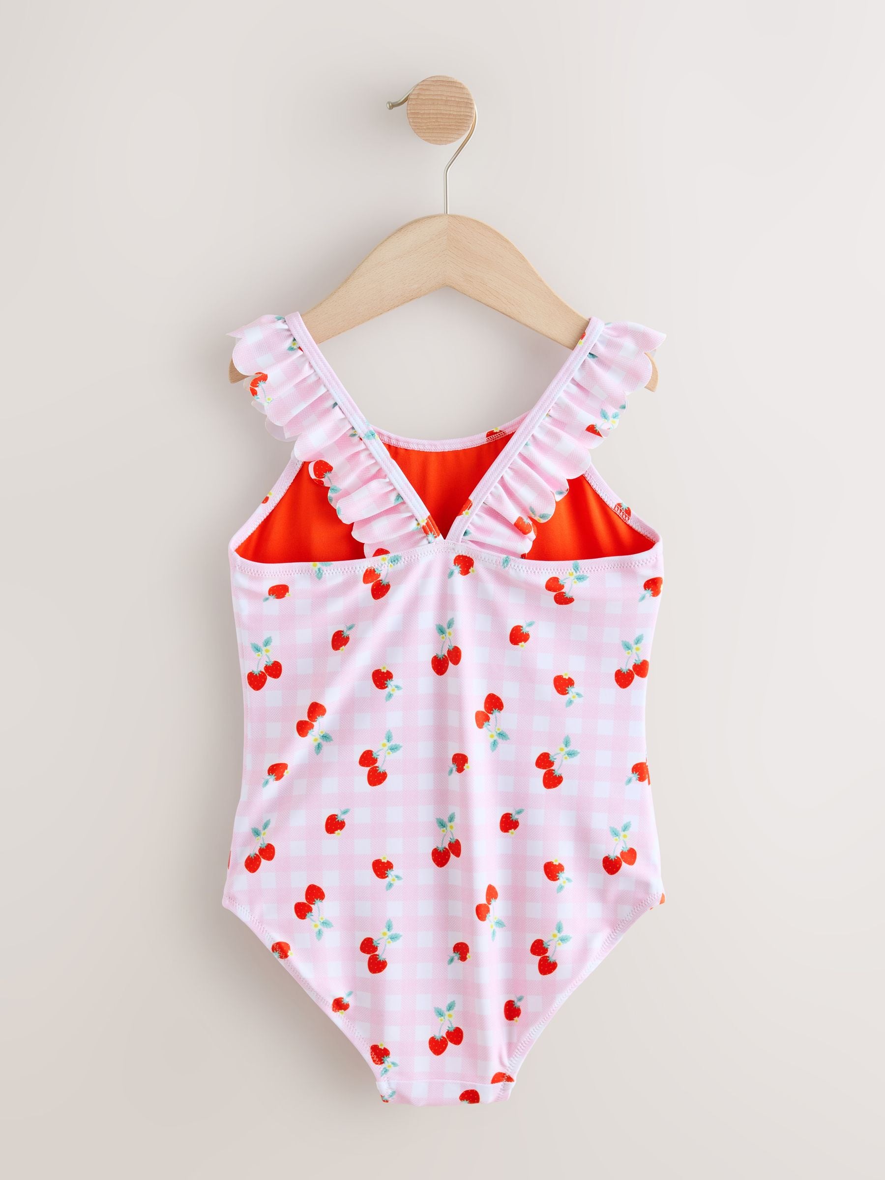 Pink Cherry Gingham Frill Swimsuit (3-16yrs) - Size 3 Years (98cm)