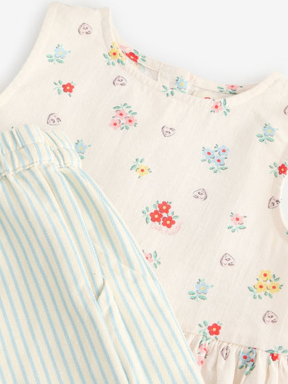 Cath Kidston Ecru Ditsy Blouse And Trousers Set (3mths-8yrs)