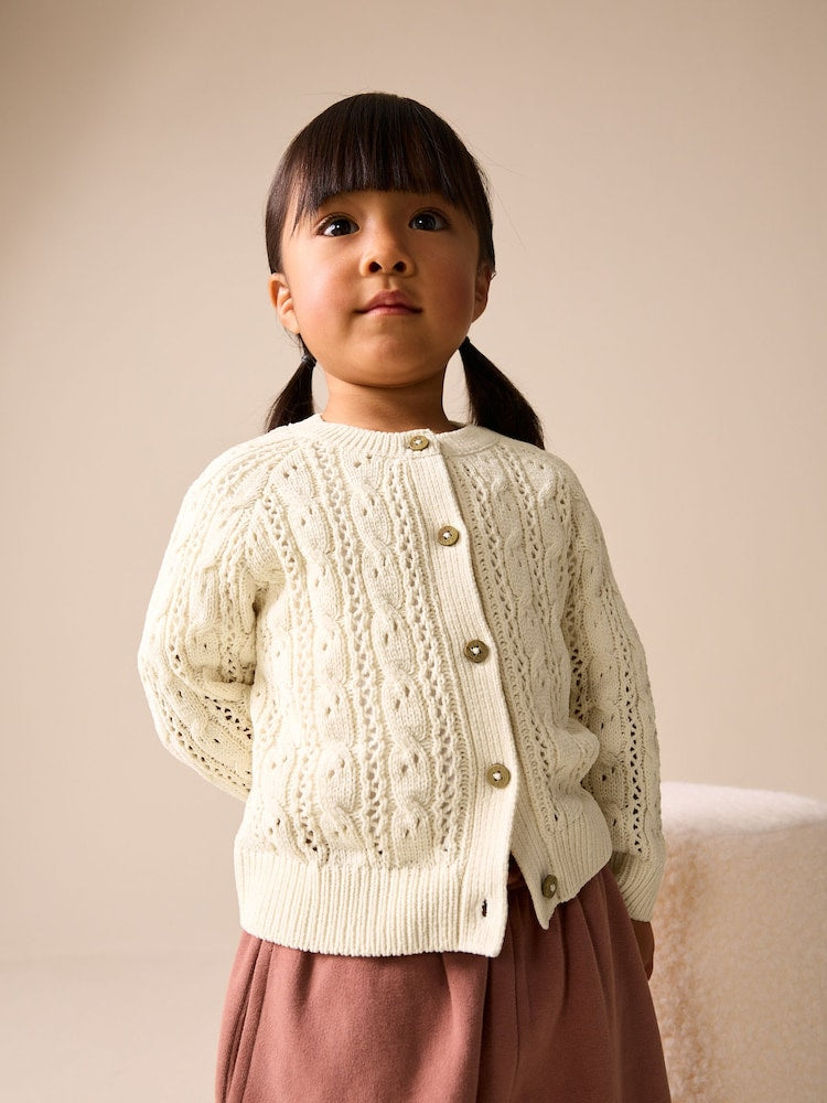 Ecru Cable Cardigan (3mths-7yrs) - Size 3-6 Months (62-68cm) - Ecru Cable