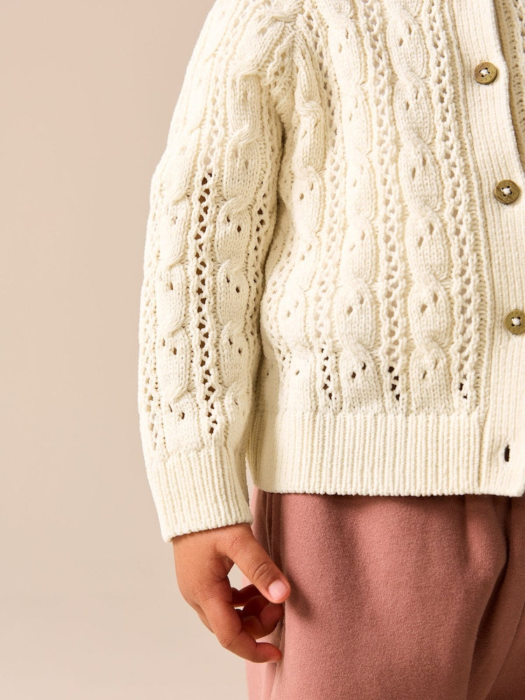 Ecru Cable Cardigan (3mths-7yrs) - Size 3-6 Months (62-68cm)