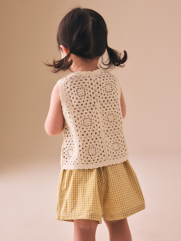 Ochre Yellow Crochet Top and Short set (12mths-7yrs)
