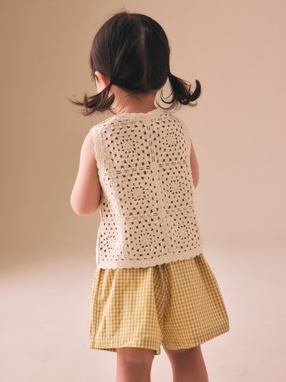 Ochre Yellow Crochet Top and Short set (12mths-7yrs)
