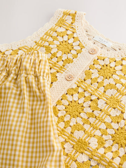 Ochre Yellow Crochet Top and Short set (12mths-7yrs)