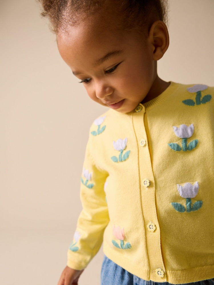 Yellow Tulip Cardigan (3mths-10yrs) - Size 3-6 Months (62-68cm) - Yellow Tulip
