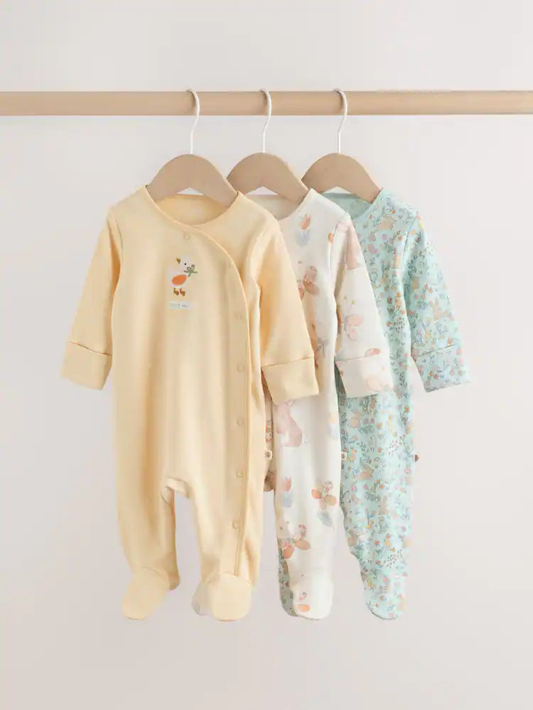 Yellow Baby Sleepsuits 3 Pack