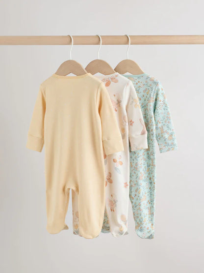 Yellow Baby Sleepsuits 3 Pack