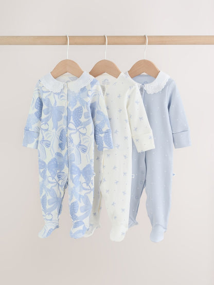 Blue Sleepsuits 3 Pack (0mths-2yrs) - Blue / 12 - 18 Months (80 - 86cm)