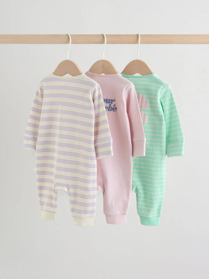 Lilac Purple Milk Club Two Way Zip Baby Sleepsuits 3 Pack (0mths-3yrs)