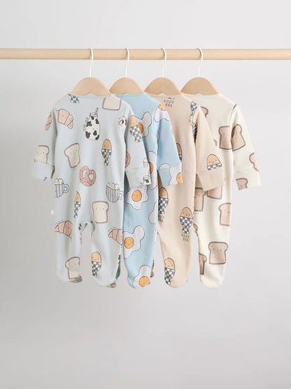 Minerals 4 Pack Two Way Zip Baby Sleepsuits (0mths-2yrs)